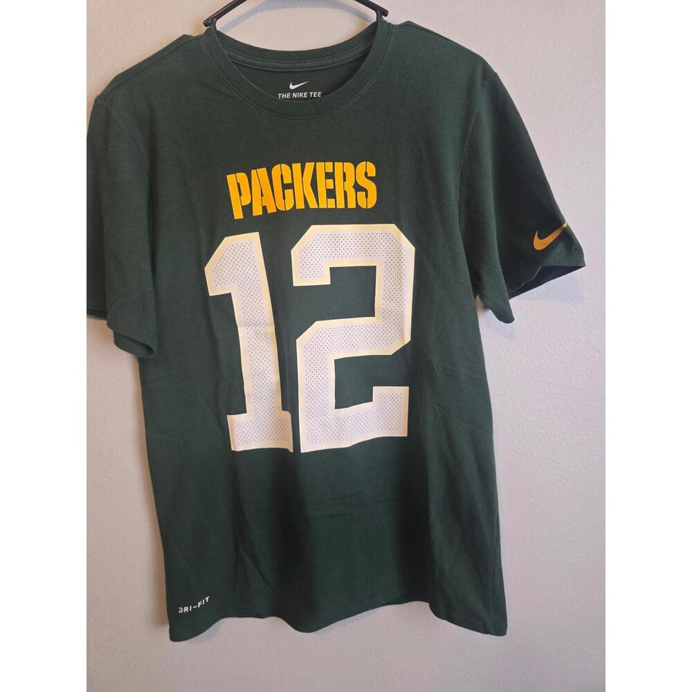Nike Packers #12 Rodgers Dri-Fit Athletic Cut Short Sleeve Tee (M)